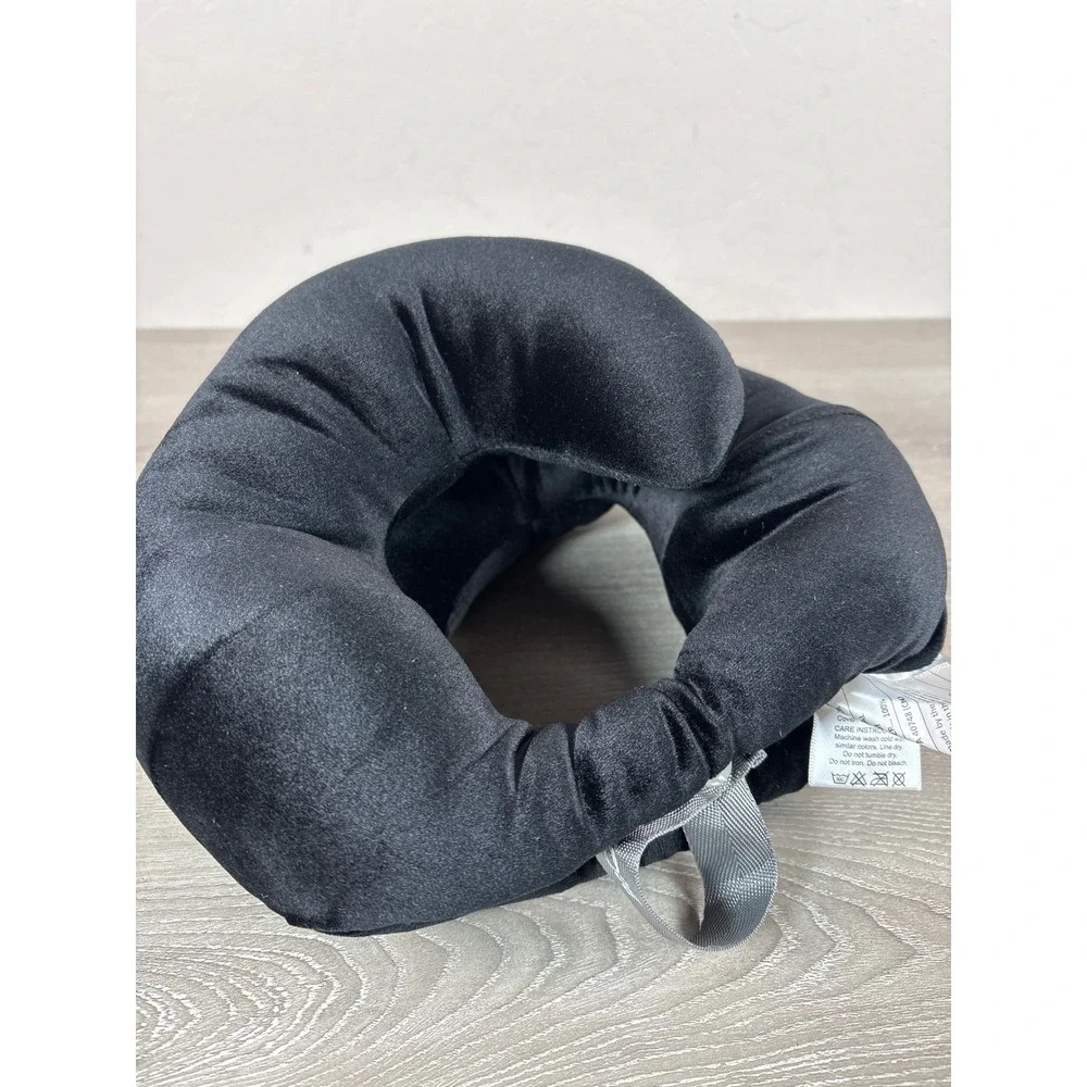 Bcozzy FLAT Back Neck Brace Pillow for Travel Black Large Support Chin Head